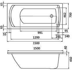 МОНАКО 150х70 ванна прямоугольная акриловая белая 1.WH11.1.976 - фото 45303