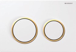 Смывная клавиша Geberit Omega20 для двойного смыва к 111.003/030/060 белый/позолота 115.085.KK.1 - фото 46222