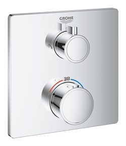 Grohtherm Термостатический смеситель для душа с переключателем на 2 положения верхний-ручной душ, квадратная розетка, хром 24079000 - фото 48565