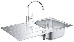 K200 New Набор: Мойка из нержавеющей стали, оборач, 45 -S 860x500 1.0 и смеситель для кухни GROHE Bau Edge (замена 31562SD0) 31562SD1 - фото 50011