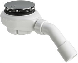 Tempoplex сифон 115 х 40/50, хром накладка, проп.способность 0,55 л/с, H=60 мм, для поддонов D=90 мм, отводящее колено 45° 634100 - фото 51724