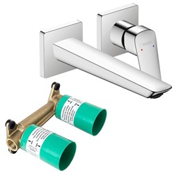 Set HG Logis Fine смеситель для раковины из стены (71256000+13622180) 71256000S - фото 51895