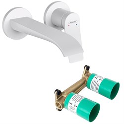Set HG Vivenis настенный смеситель для раковины из стены на 2 отверстия (75050700+13622180), матовый белый 75050700S - фото 52434