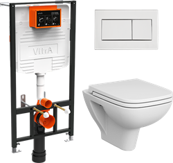 Комплект безободкового унитаза S20 с инсталляцией, кнопка хром Vitra 9004B003-7207 - фото 52809