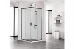 Душевой уголок квадратный, двери раздвижные 800x800x2000 профиль черный, стекло прозрачное AQ ARI KV 08020BL - фото 53227