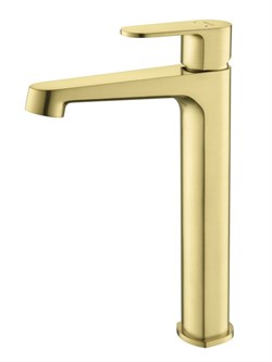 ОБЕРОН смеситель для раковины высокий 240, без донного клапана, шлиф. золото AQ1204BG