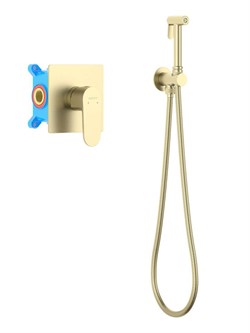 ОБЕРОН набор с гигиеническим душем (смеситель + гигиеническая лейка + шланг + шланговое подсоединение с держателем), шлиф. золото AQ1219BG