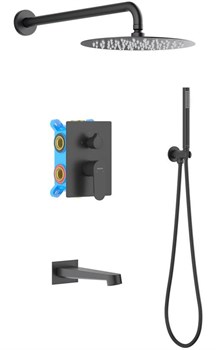 ОБЕРОН Set 4 в 1 душевой комплект 3 режима, матовый черный AQ1273MB - фото 54297
