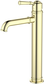 КЛАССИК смеситель для раковины высокий 235, без донного клапана, полир. золото AQ1504PG