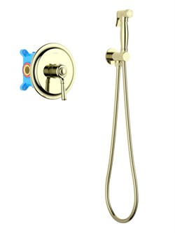 КЛАССИК набор с гигиеническим душем (смеситель + гигиеническая лейка + шланг + шланговое подсоединение с держателем), полир. золото AQ1519PG