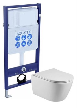 (рама AQUATEK Standard INS-0000012(без клавиши и крепежа)+унитаз БЕТТА AQ1253W-00 с тонким сиденьем soft-close SET AQUATEK БЕТТА - фото 60667