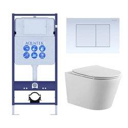 Set AQUATEK ВЕГА (рама AQUATEK Standard INS-0000012 с звукоиз.прокладкой+крепеж KKI-0000002+кнопкаKDI-0000009+унитаз ВЕГА AQ1905-00 с крышкой-сиденьем Set AQUATEK ВЕГА-009 4в1 - фото 60675