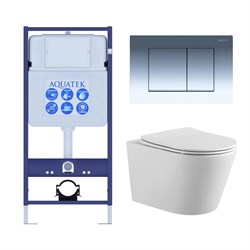Set AQUATEK ВЕГА (рама AQUATEK Standard INS-0000012 с звукоиз.прокладкой+крепеж KKI-0000002+кнопкаKDI-0000010+унитаз ВЕГА AQ1905-00 с крышкой-сиденьем Set AQUATEK ВЕГА-010 4в1 - фото 60677