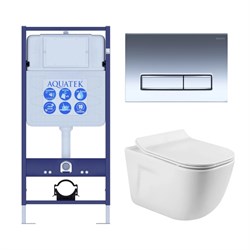 (рама AQUATEK Standard INS-0000012+ кркпеж KKI-0000002+клавиша KDI-0000023+унитаз ДИВА AQ2012-00 с тонким сиденьем soft-close SET AQUATEK ДИВА 4в1 - фото 60750