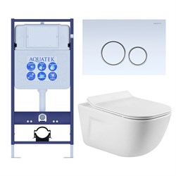 (рама AQUATEK Standard INS-0000012+ кркпеж KKI-0000002+клавиша KDI-0000015+унитаз ДИВА AQ2012-00 с тонким сиденьем soft-close SET AQUATEK ДИВА-015 4в1 - фото 60756