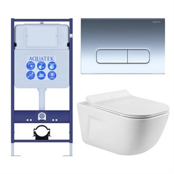 (рама AQUATEK Standard INS-0000012+ кркпеж KKI-0000002+клавиша KDI-0000016+унитаз ДИВА AQ2012-00 с тонким сиденьем soft-close SET AQUATEK ДИВА-016 4в1 - фото 60757