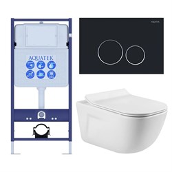 (рама AQUATEK Standard INS-0000012+ кркпеж KKI-0000002+клавиша KDI-0000020+унитаз ДИВА AQ2012-00 с тонким сиденьем soft-close SET AQUATEK ДИВА-020 4в1 - фото 60761
