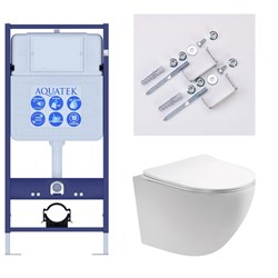 (рама AQUATEK Standard INS-0000012(без клавиши)+крепеж KKI-0000002+унитаз ЕВРОПА AQ1900T-00 с тонким сиденьем soft-close SET AQUATEK ЕВРОПА T-KKI2 - фото 60819