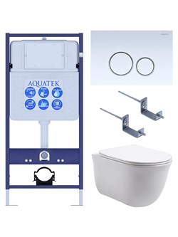 Set AQUATEK КЛАССИК (рама AQUATEK Standard INS-0000012 с звукоиз.прокладкой+крепеж KKI-0000002+кнопкаKDI-0000015+унитаз КЛАССИК AQ1111-00 с крышкой SET AQUATEK КЛАССИК-015 4в1 - фото 60839