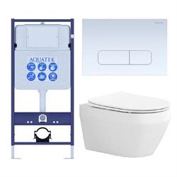 SET AQUATEK ЛЕЯ-013 4в1 (рама AQUATEK Standard INS-0000012+крепеж KKI-0000002+клавиша KDI-0000013+унитаз ЛЕЯ AQ1199-00 с тонким сиденьем soft-close) SET AQUATEK ЛЕЯ cm-013 4в1 - фото 60885