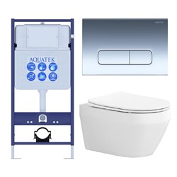 SET AQUATEK ЛЕЯ-016 4в1 (рама AQUATEK Standard INS-0000012+крепеж KKI-0000002+клавиша KDI-0000016+унитаз ЛЕЯ AQ1199-00 с тонким сиденьем soft-close) SET AQUATEK ЛЕЯ cm-016 4в1 - фото 60889