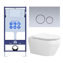 SET AQUATEK ЛЕЯ-019 4в1 (рама AQUATEK Standard INS-0000012+крепеж KKI-0000002+клавиша KDI-0000019+унитаз ЛЕЯ AQ1199-00 с тонким сиденьем soft-close) SET AQUATEK ЛЕЯ cm-019 4в1 - фото 60893
