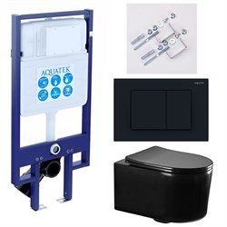 (рама AQUATEK Standard INS-0000020+ крепеж KKI-0000002+клавиша KDI-0000012+унитаз AQ2004-MB с тонким сиденьем soft-close SET AQUATEK МИЯ-MB-012 4в1 - фото 60998