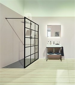 WALK-IN Dark Edition  Душ.ограждение H=2000,L=1200, проф.черный Soft+стекло прозр.ESG с покр.KERMIclean(стаб.1200 мм) решетка-профиль XD WW2 12020 3PK - фото 61509
