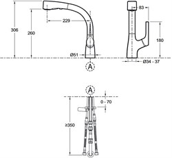 ELATE смеситель для кухни с выдвижным изливом E13963-CP - фото 65409