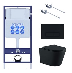 Set AQUATEK ВЕГА (рама AQUATEK Standard INS-0000012 с звукоиз.прокладкой+крепеж KKI-0000001+кнопкаKDI-0000017+унитаз ВЕГА AQ1905-MB с крышкой-сиденьем Set AQUATEK ВЕГА MB-017 4в1 - фото 65634