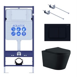 Set AQUATEK ВЕГА (рама AQUATEK Standard INS-0000012 с звукоиз.прокладкой+крепеж KKI-0000002+кнопкаKDI-0000012+унитаз ВЕГА AQ1905-MB с крышкой-сиденьем Set AQUATEK ВЕГА MB-012 4в1 - фото 65637