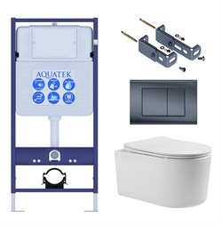 (рама AQUATEK Standard INS-0000012+крепёж KKI-0000016 +кнопка KDI-0000033 +унитаз МИЯ AQ2004T-00 с тонким сиденьем soft-close SET AQUATEK МИЯ Т-033 4в1 - фото 65706