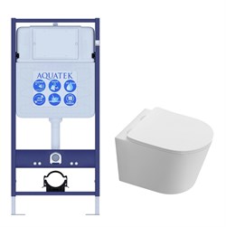 (рама AQUATEK Standard INS-0000012(без клавиши и крепежа)+Унитаз подвесной AQ1580T-00 ТАУРУС с тонким сиденьем soft-close SET AQUATEK ТАУРУС Т - фото 65745
