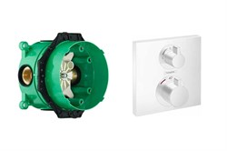 Set HG Ecostat Square термостатический смеситель для душа (15714700+01800180), матовый белый 15714700S - фото 66277