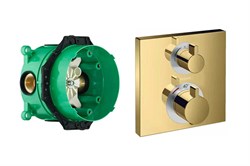 Set HG Ecostat Square термостатический смеситель для душа (15714990+01800180), полир.золото 15714990S - фото 66281