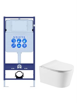 (рама AQUATEK Standard INS-0000012(без клавиши и крепежа)+унитаз ОБЕРОН AQ1363WT-00 с тонким сиденьем soft-close SET AQUATEK ОБЕРОН WT - фото 72925
