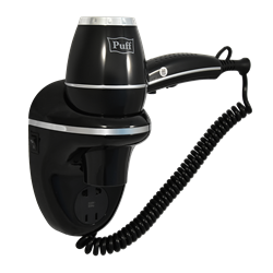 Фен для волос настенный "Puff-1800ВlB", черный, 1,8 кВт, с розеткой 1405.018