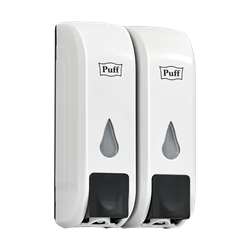 Дозатор для жидкого мыла пластиковый puff-8108, белый с черной кнопкой, 350+350 мл, 22х9х14 см 1402.094