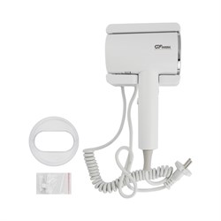 Фен для волос в ванную комнату, с боковым креплением, 1600W, горячий + холодный поток воздуха, цилиндрический корпус из высокопрочного АБС пластика, цвет БЕЛЫЙ. 6816