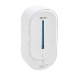 Дозатор СЕНСОРНЫЙ, ПЕНА, пластик АБС, БЕЛЫЙ, большой, с полоской, 350 мл 677