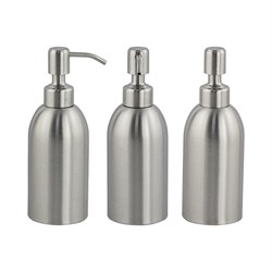 Дозатор для жидкого мыла настольный, 330 мл, конусообразный корпус, из нержавеющей стали SUS 304, цвет САТИН. 22075