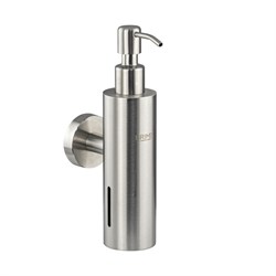 Дозатор для жидкого мыла настенный, антивандальный, 250 мл, цилиндрический корпус, из нержавеющей стали SUS 304, цвет САТИН. 22088