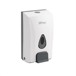 Дозатор жидкого МЫЛА, универсальный, пластиковый, БЕЛЫЙ, большой, с глазком - капля, 1000 мл 640