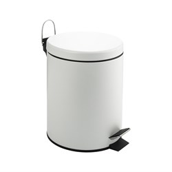 Ведро из нержавеющей стали, с педалью, круглое, 5 литров, цвет БЕЛЫЙ. 2305