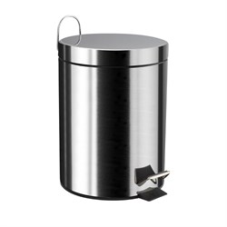 Ведро из нержавеющей стали, с педалью, круглое, 5 литров, крышка микролифт, цвет ХРОМ. 105-Р