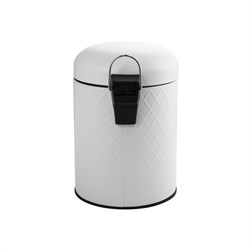 Ведро из нержавеющей стали, с педалью, круглое, 5 литров, с орнаментом, цвет БЕЛЫЙ. 1505