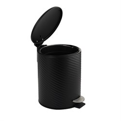 Ведро из нержавеющей стали, с педалью, круглое, 5 литров, плоская крышка, винтообразное, цвет ЧЁРНЫЙ. 7055