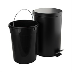 Ведро из нержавеющей стали, с педалью, круглое, 20 литров, крышка микролифт, цвет ЧЁРНЫЙ. 2420