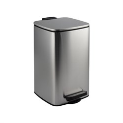 Ведро из нержавеющей стали, с педалью, квадратное, 8 литров, крышка микролифт, цвет САТИН. 10808