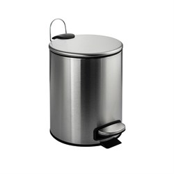 Ведро из нержавеющей стали, с педалью, круглое, 5 литров, плоская крышка микролифт, цвет САТИН. 10500